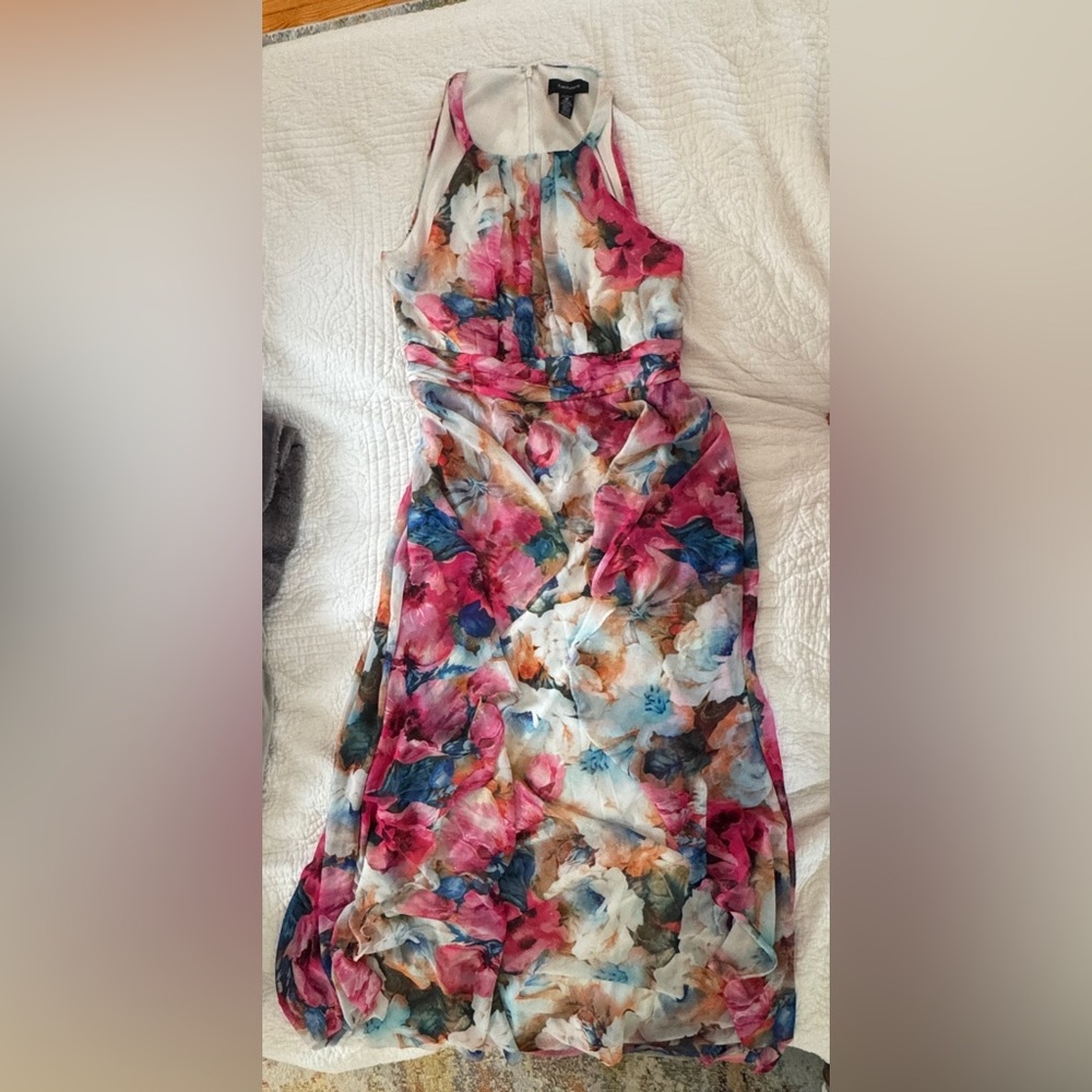 R&M Richards Vibrant Strapless Floral Dress